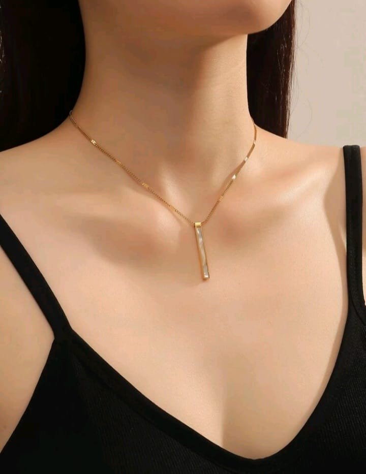 Glamon Hot Classic Rectangle Pendant Necklace Bar Necklace  Women Stainless Steel Gold color Cuban Chain Necklace For Men Women Jewelry Gift-Cheap Mart