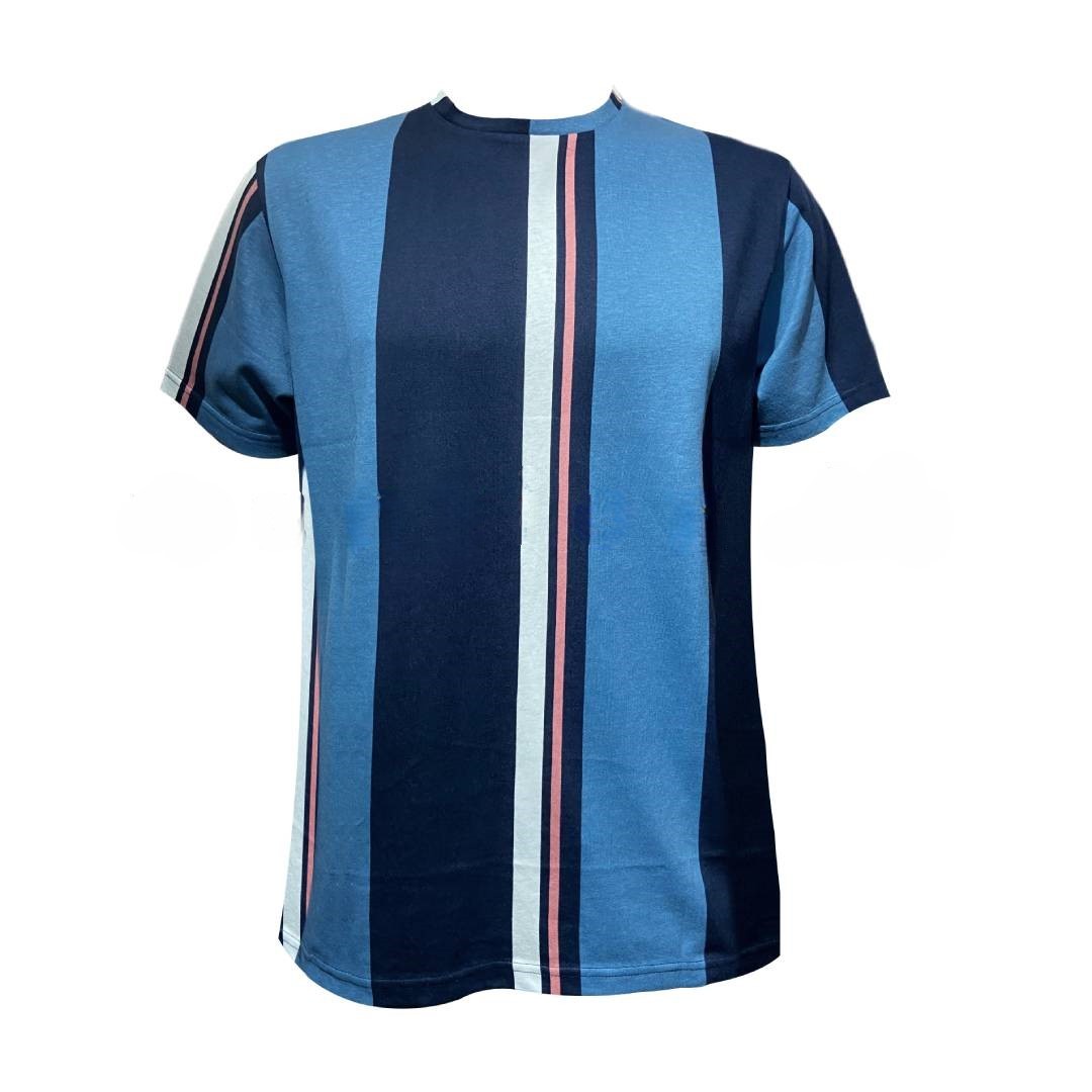 Denim & Flower Crewneck T-shirt – Stripes