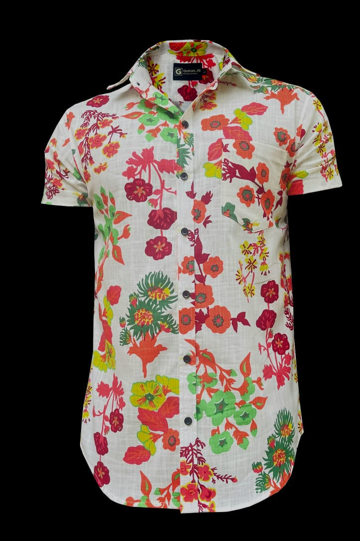 Floral Design Line Shirt For Mens