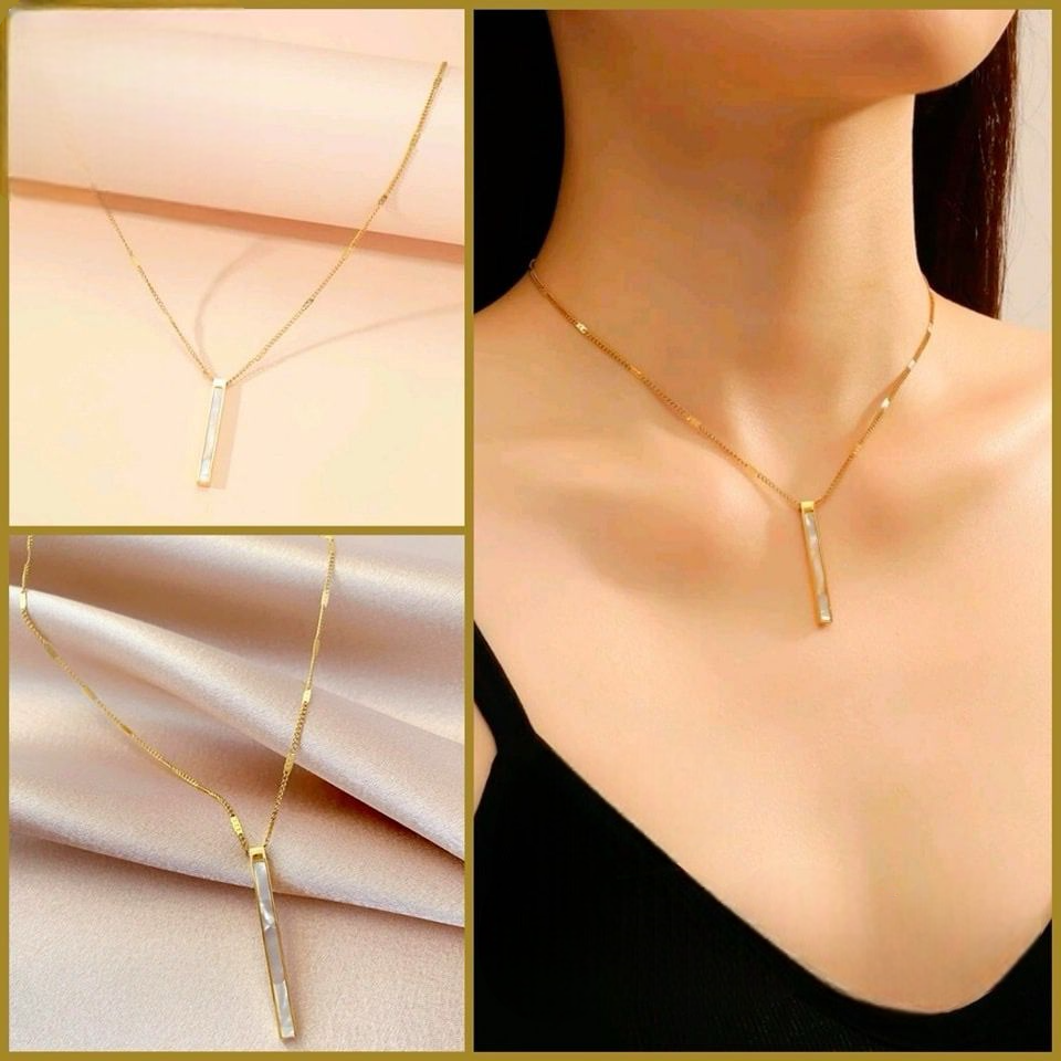 Glamon Hot Classic Rectangle Pendant Necklace Bar Necklace Women Stainless Steel Gold color Cuban Chain Necklace