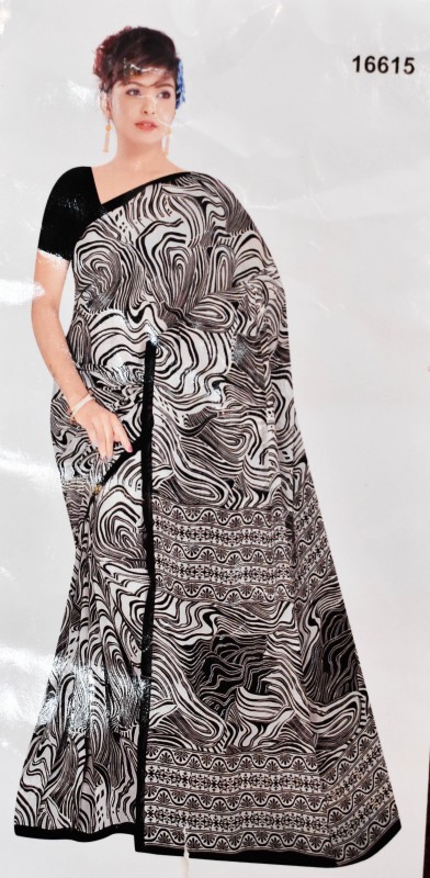 Black And white Silk saree