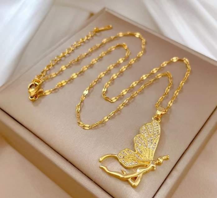 18K Gold Stainless Steel Butterfly Necklace