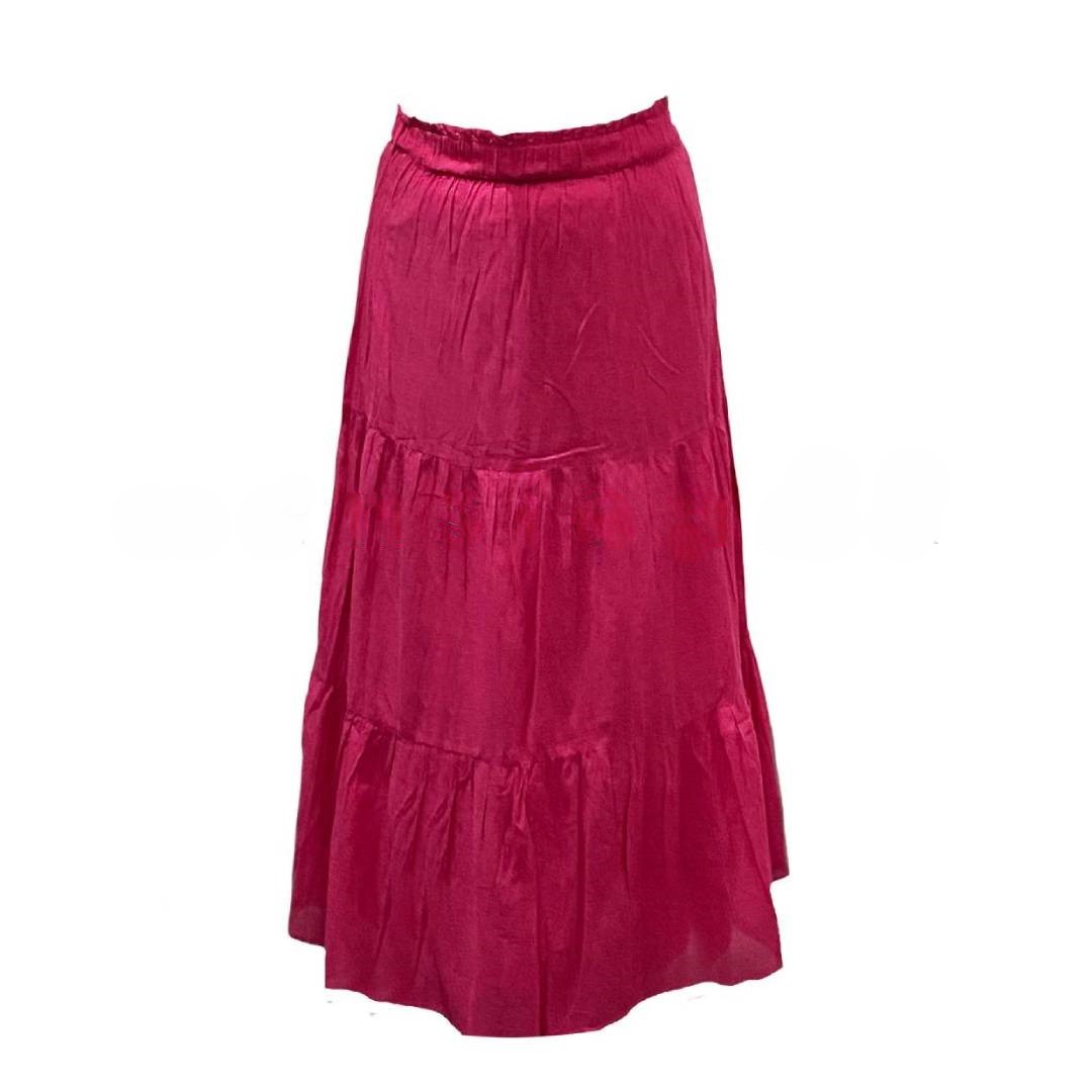 Plain Tiered Skirt – Magenta
