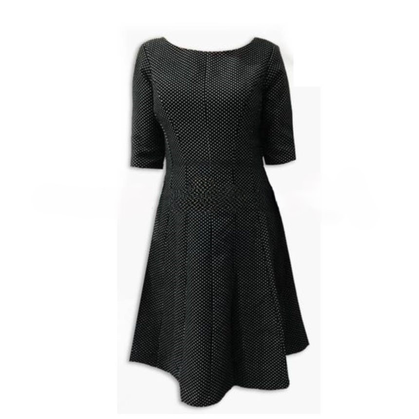 Black Dotted Flared Dress