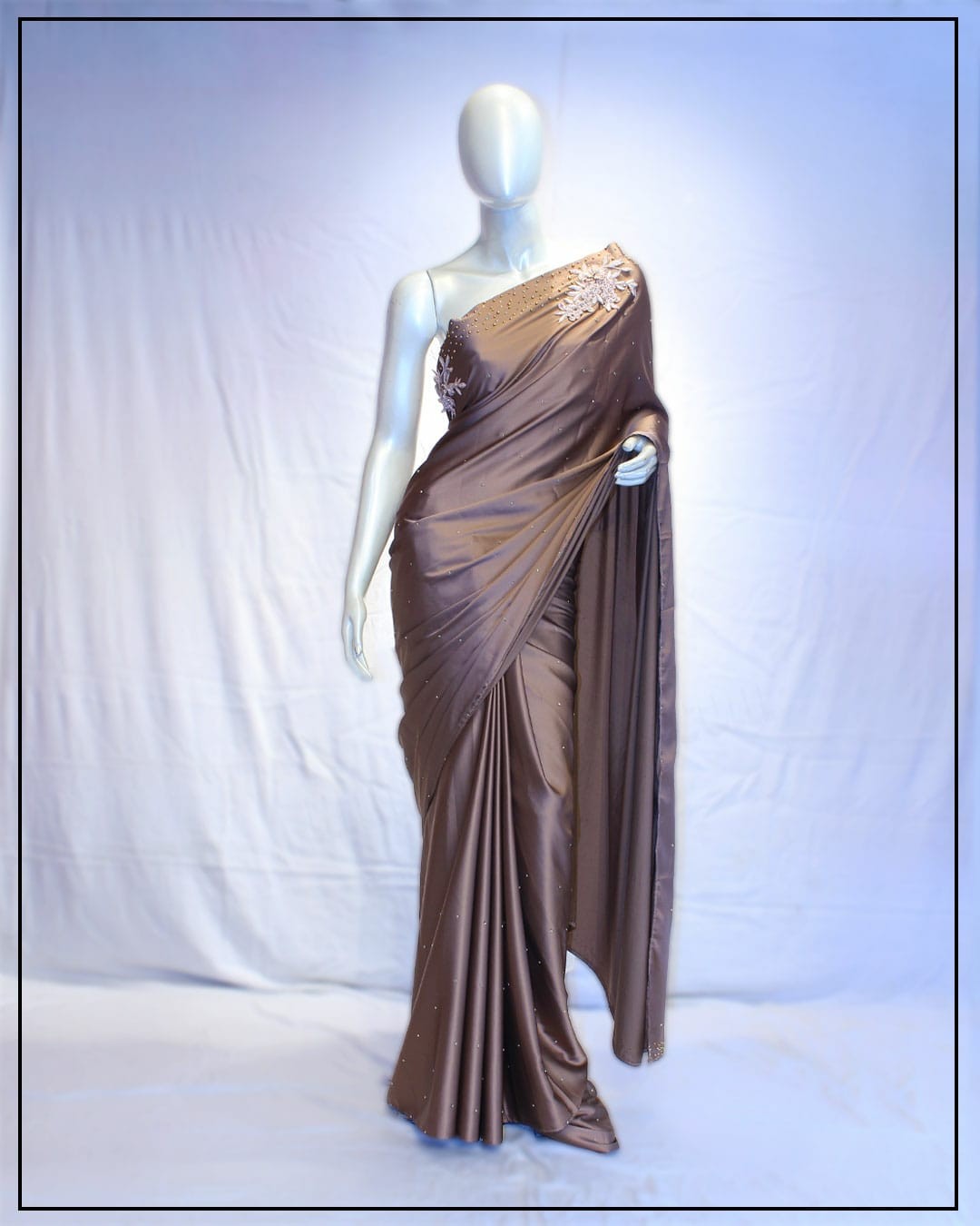 Bridal Silk Saree Rose Brown Colure