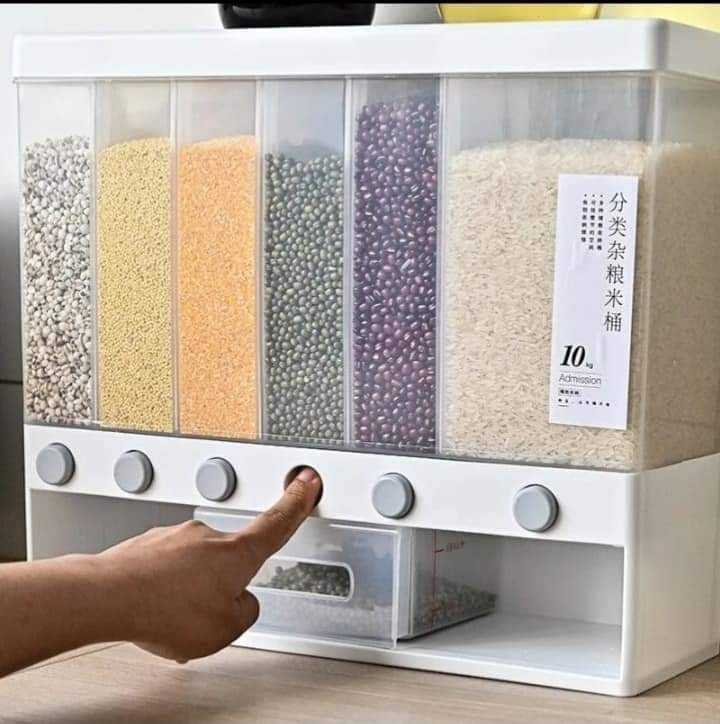 kitchen storage container with button dispenser 10kg capacity