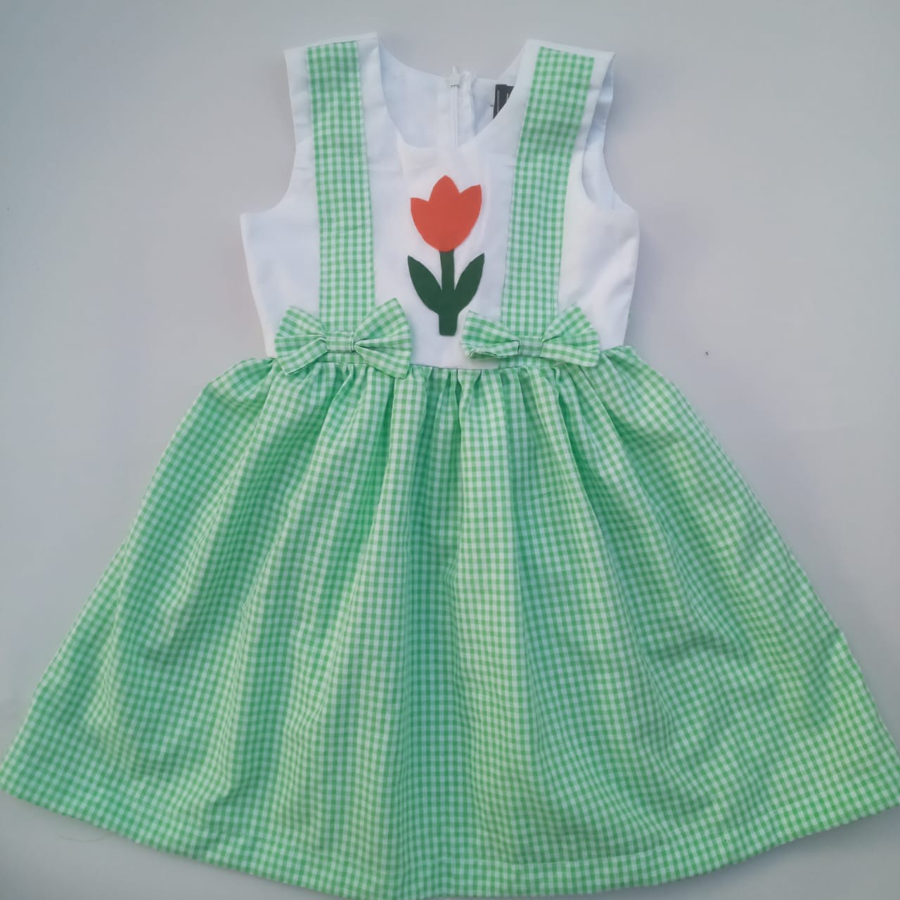 Green Color Check Design Baby Frock