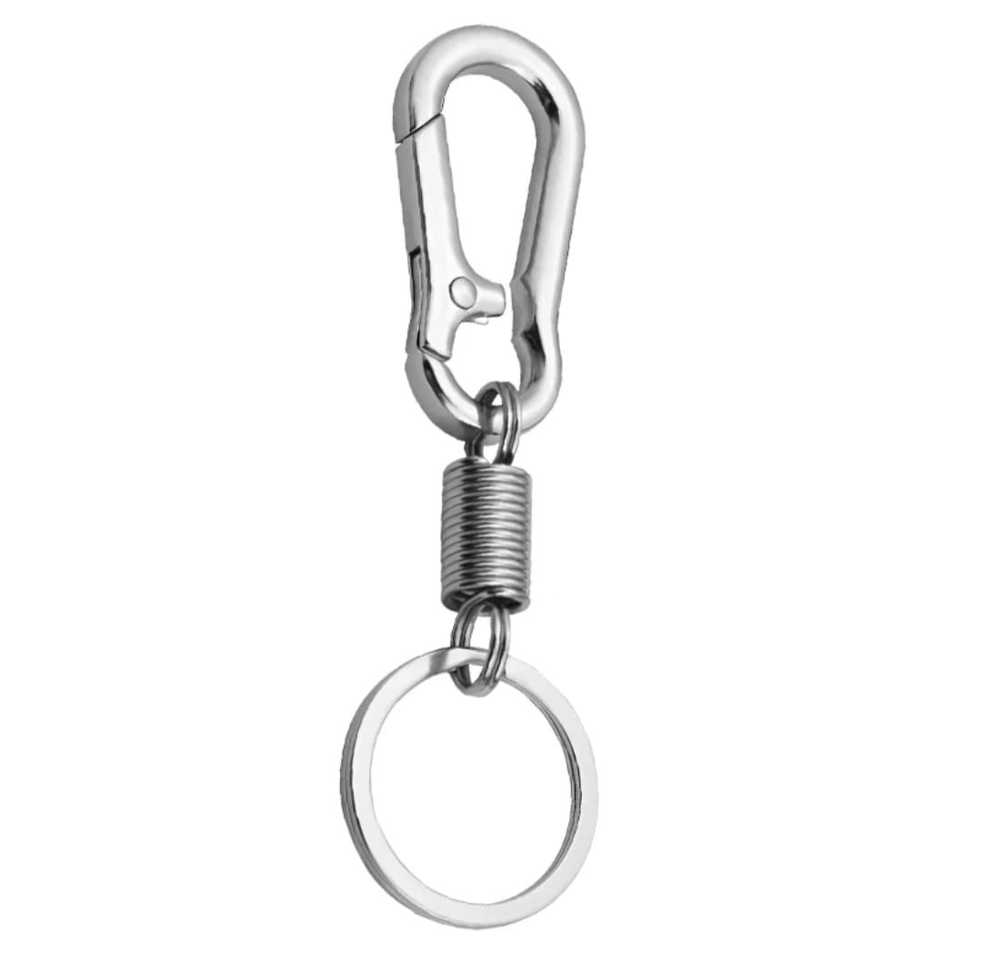 New Retractable Spring Keychain Climbing Hook Clasp Car Key chain Strong Carabiner Shape Keyring Stainless Steel Key Chai