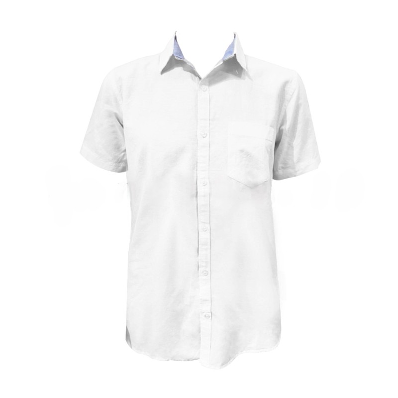 Plain Short Sleeve Linen Shirt – White