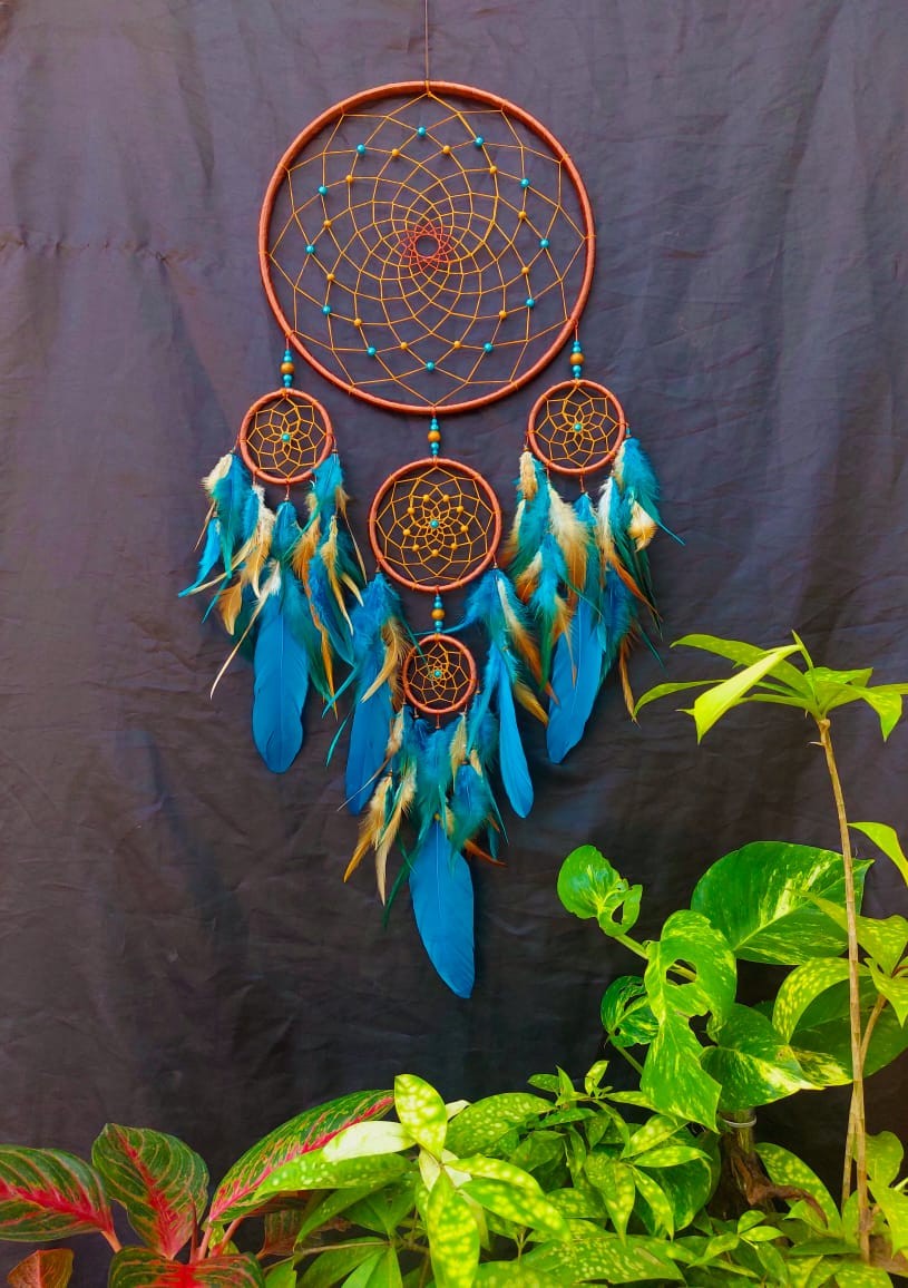 feather with crochet Blue Colure dreamcatcher