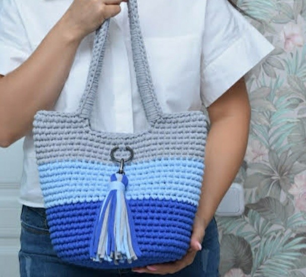 crochet tshirt yarn material bag for women