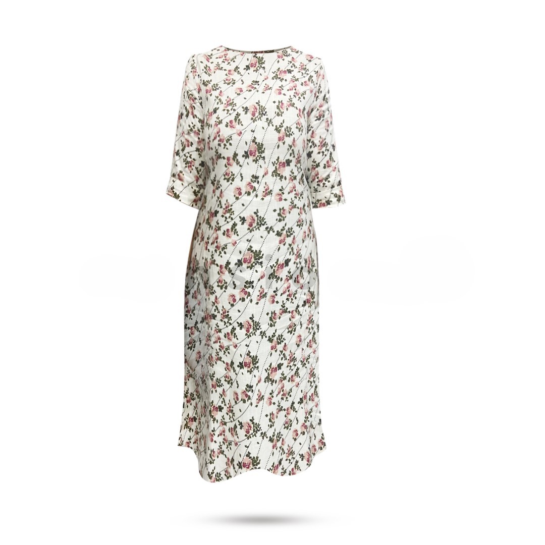 Printed Linen Dress – Cherry Blossom