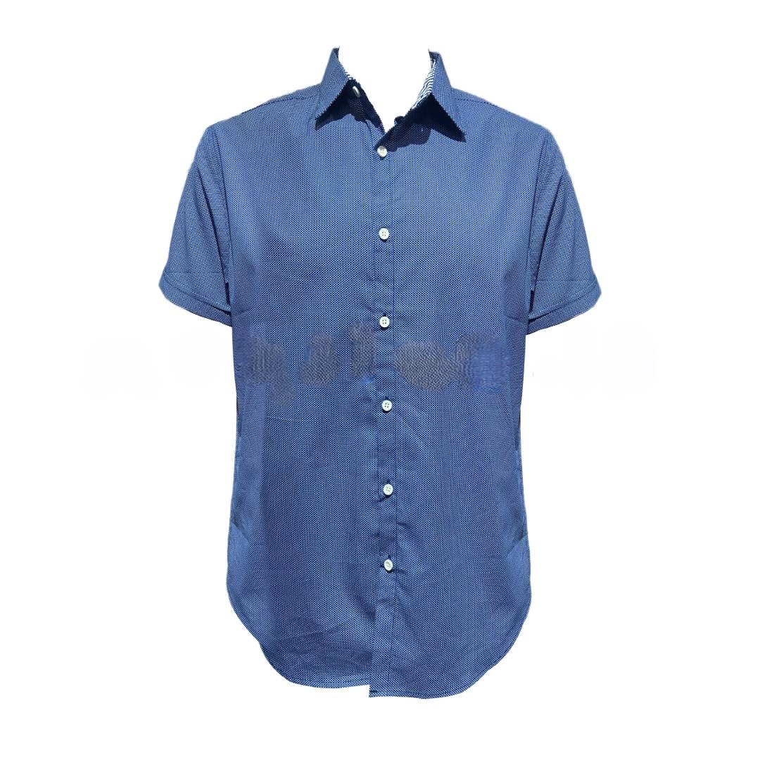 Denim & Flower Printed Shirt – Royal Blue
