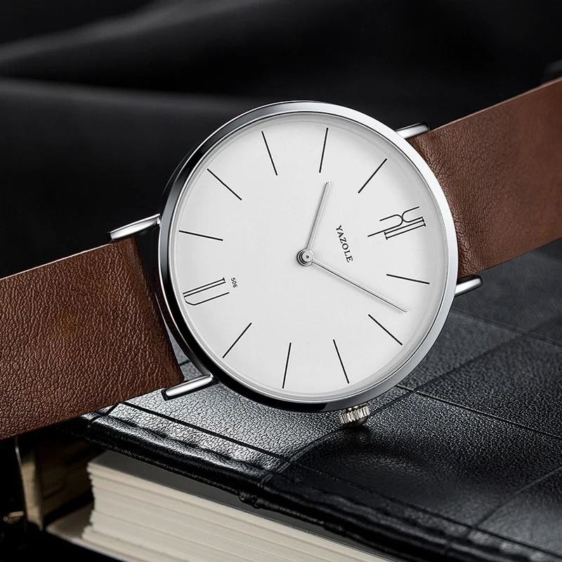 Yazole Leather Strap Men Watch