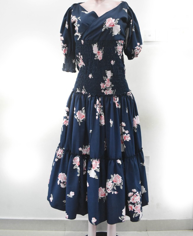 Blue Color Rose Flower Design Frocks