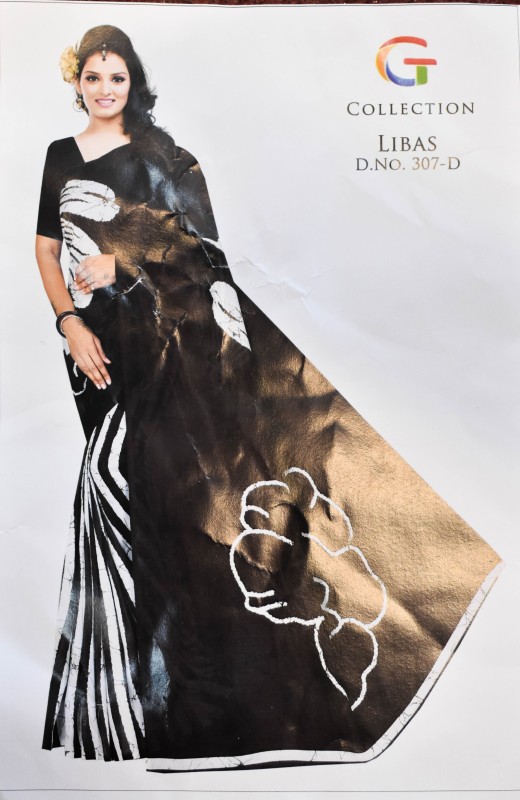 Black With White Colure Silk Saree