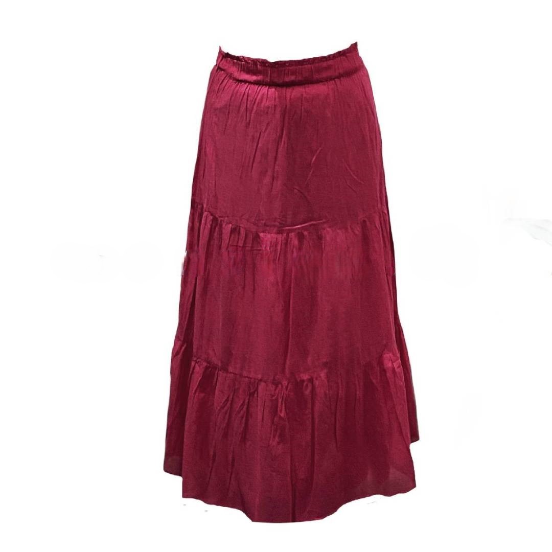Plain Tiered Skirt – Maroon
