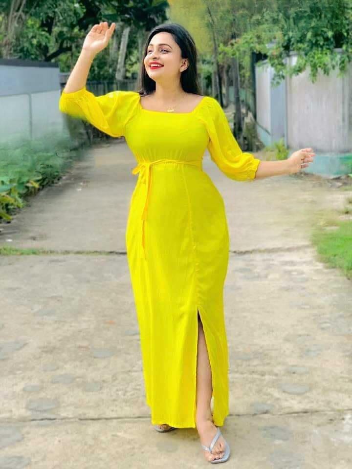 Long Frocks Yellow Colure