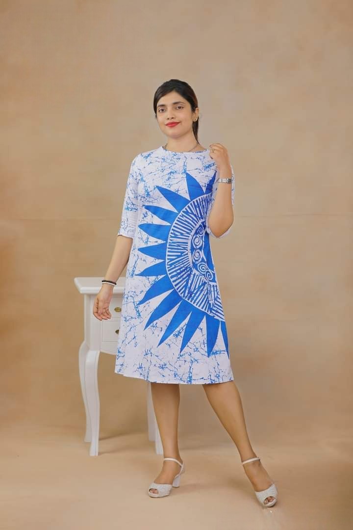 Blue And White Frock For Women