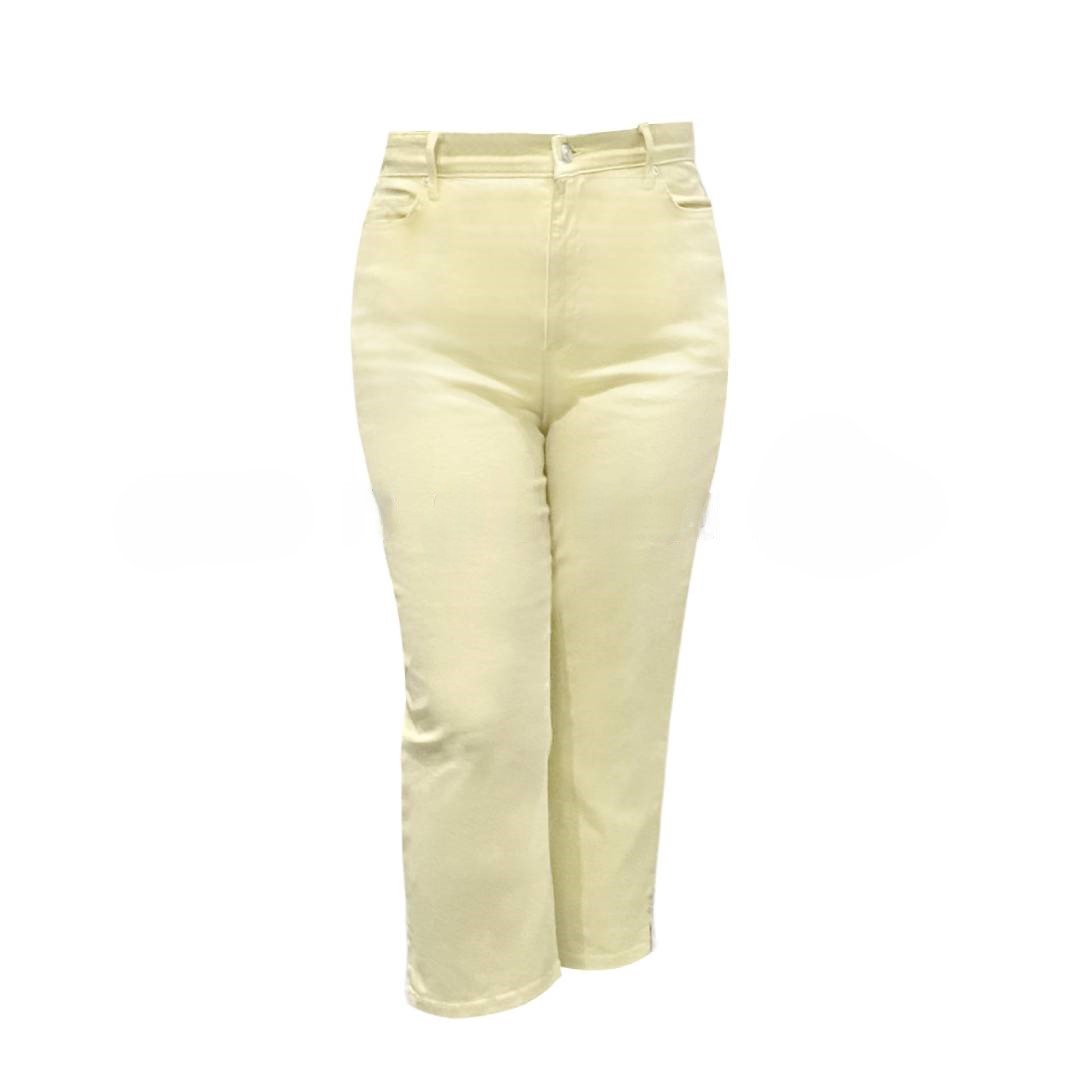 Wide-Leg Three Quarter Jean – Pastel Yellow