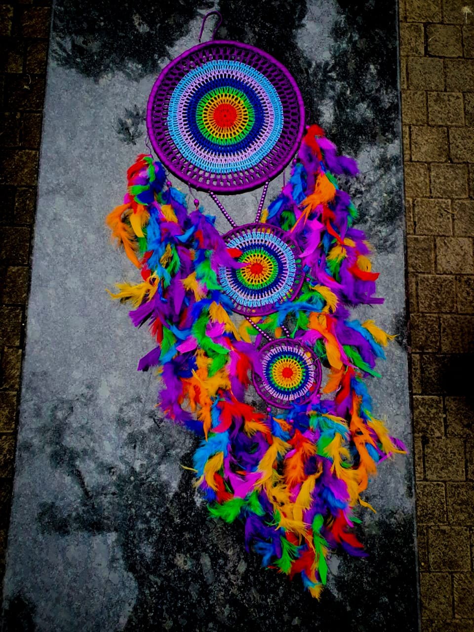 feather with crochet Purple Colure dreamcatcher