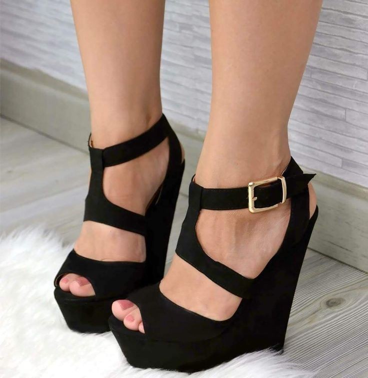 Black Colure Wedge Heels For women