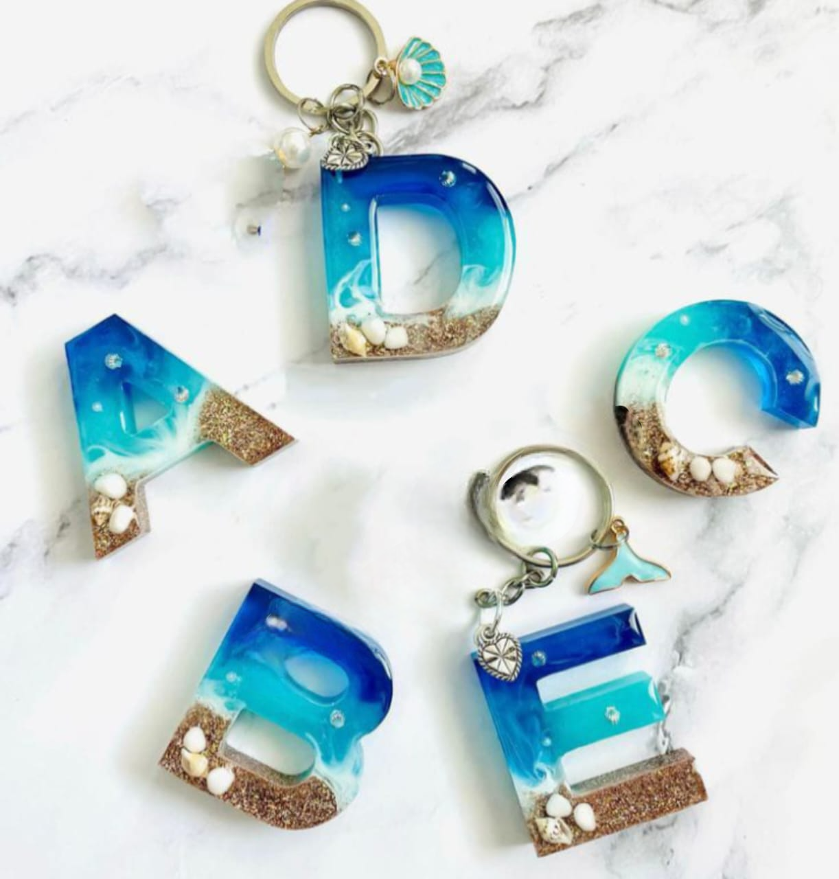 Resin Letter Keytag keychain  key chain for gift - 2 Piece