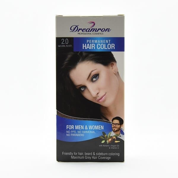 Dreamron Hair Color Permanent Black PPD & Ammonia Free 2.0 – 60ml