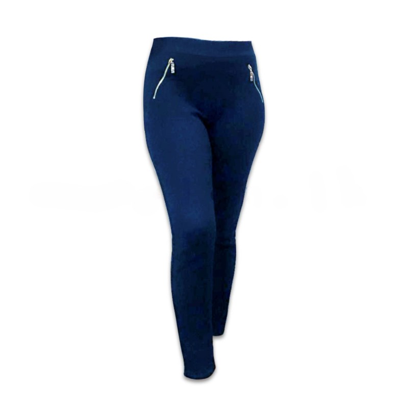 Zip Detail Skinny Stretch Pant – Blue