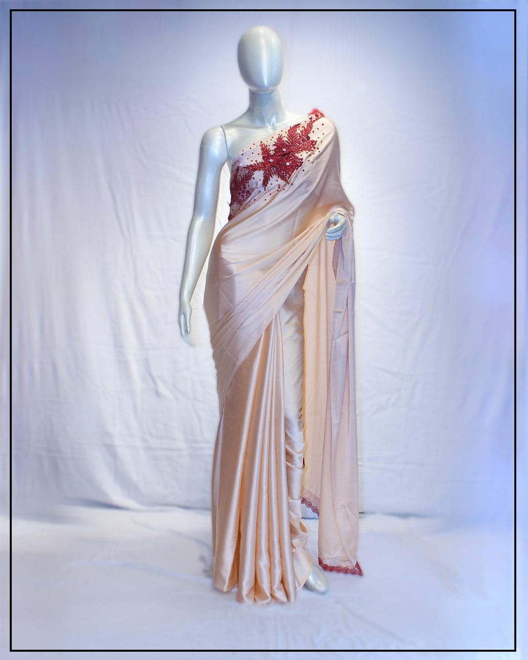 Brida Silk Saree With Red Colure Work