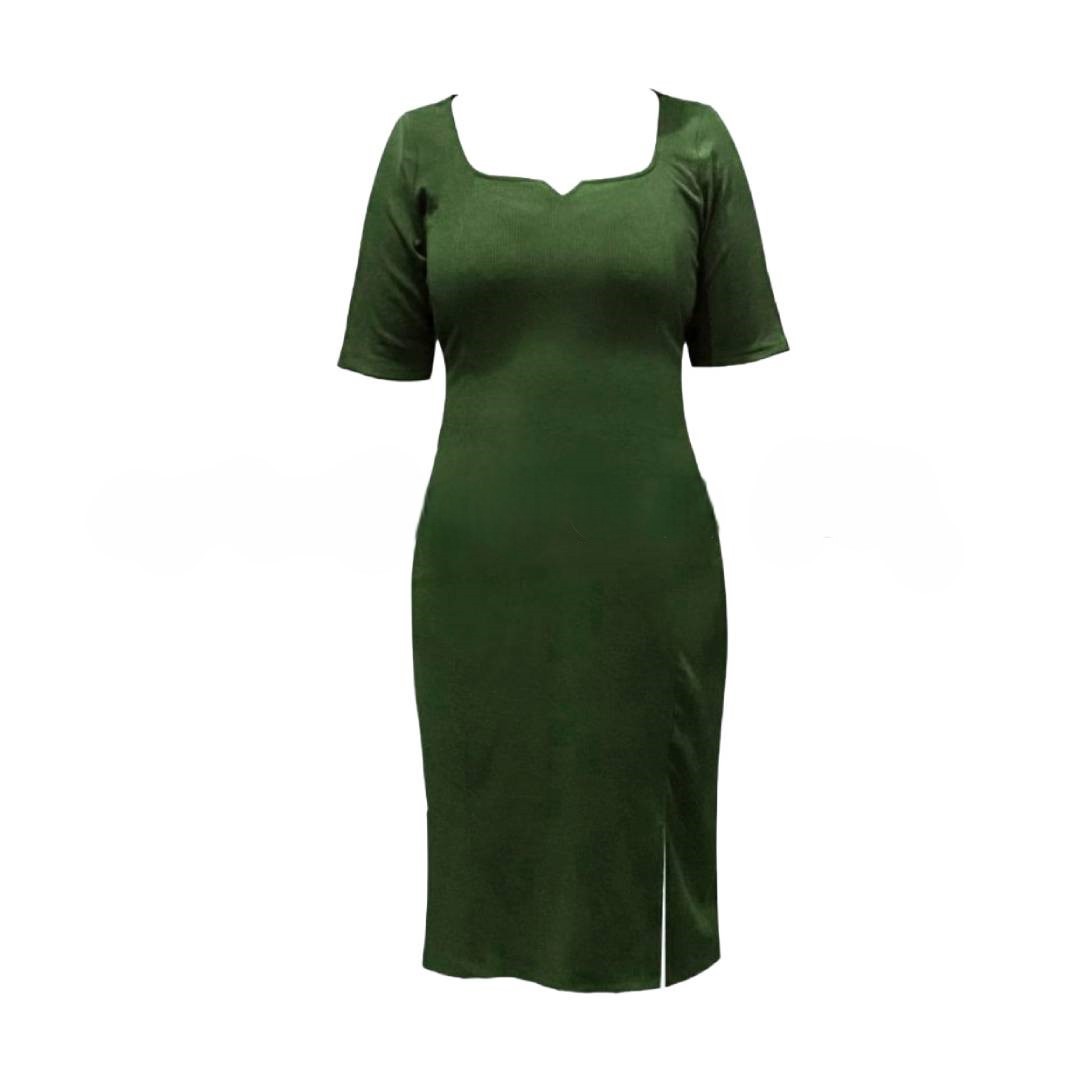 Knitted Midi Dress – Green
