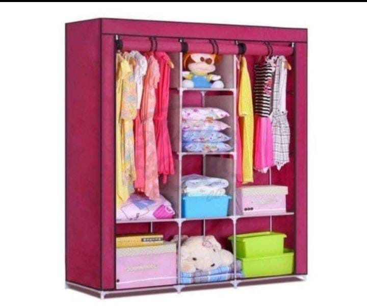 IELECTRONICS 3 Door Foldable Wardrobe Multi Purpose Zip Cupboard Cloth Cupboard Baby Cupboard