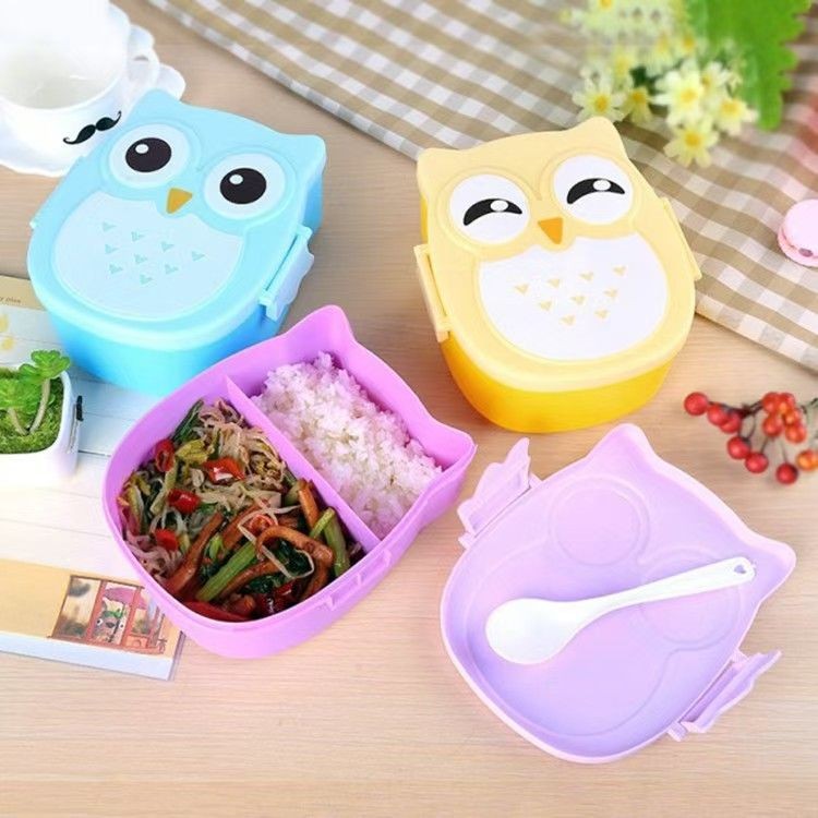 1Pc Owl Shaped Lunch Box With Compartments Lunch Food Container With Lids Almacenamiento Cocina Portable Bento Box For Kids