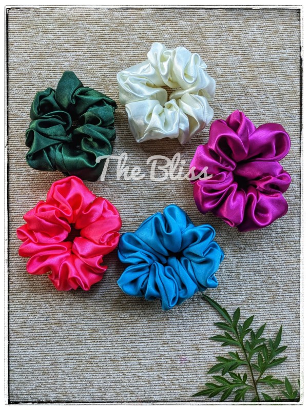 Women's Pure Color Satin Scrunchie Daily Simple Atmospheric Set